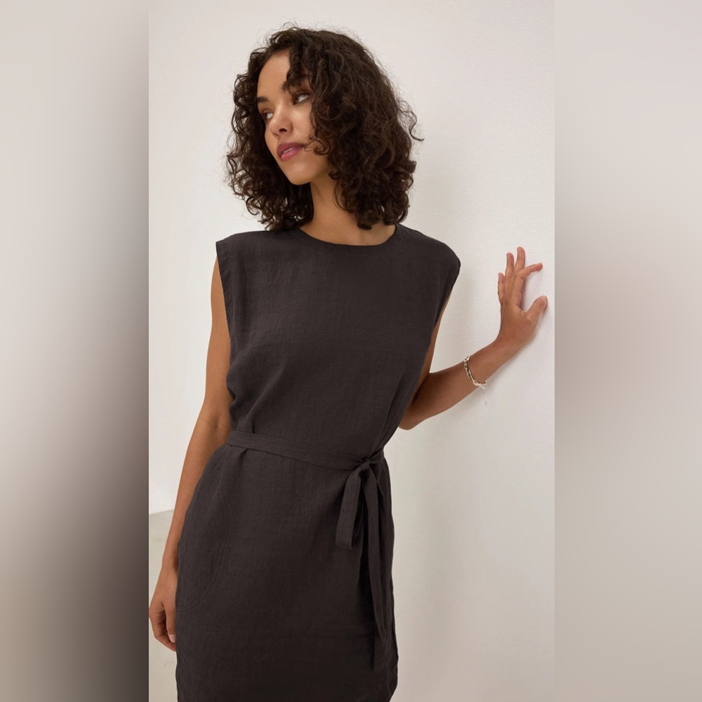 ✨ Tribe 100% Organic Linen Dress – Pockets & Removable Tie Waist ✨